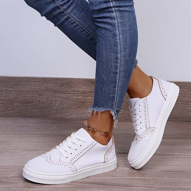 Women's Lace-Up Suede Flat Sneakers