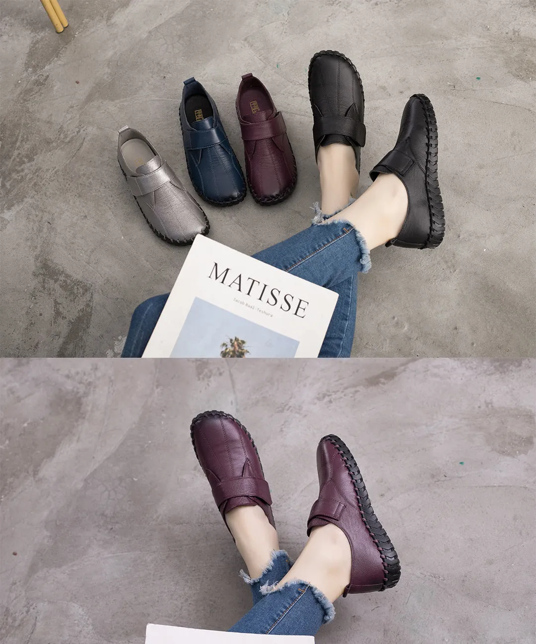 Women's Leather Non-slip Flat Shoes