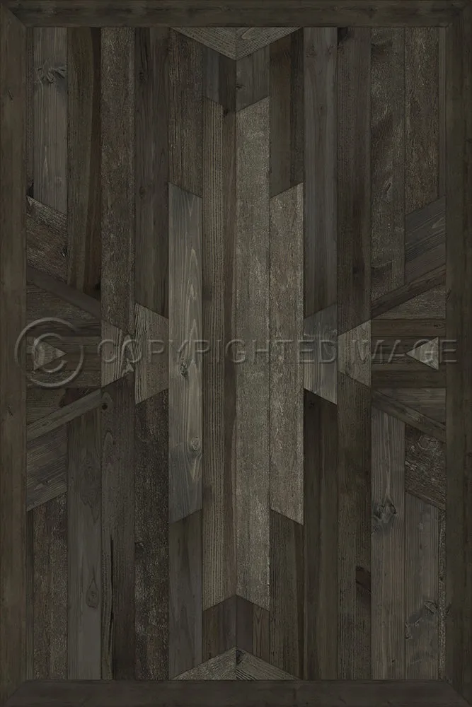 Wood Norwegian Native "Black Hawk" Vinyl Floorcloth - Spicher & Co.
